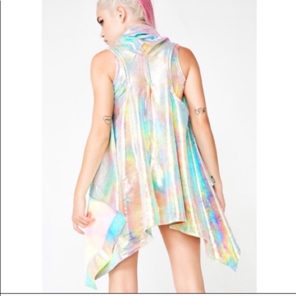 Tie Dye Rainbow Vest Colorful Top Kimono velour - Picture 2 of 4